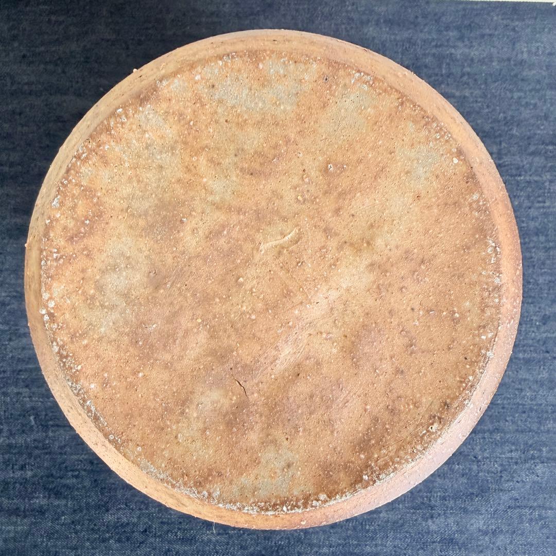 【名工】信楽焼 上田直方 造 蹲 壺 矢印陶印 3kg超 菊底 骨董 花瓶