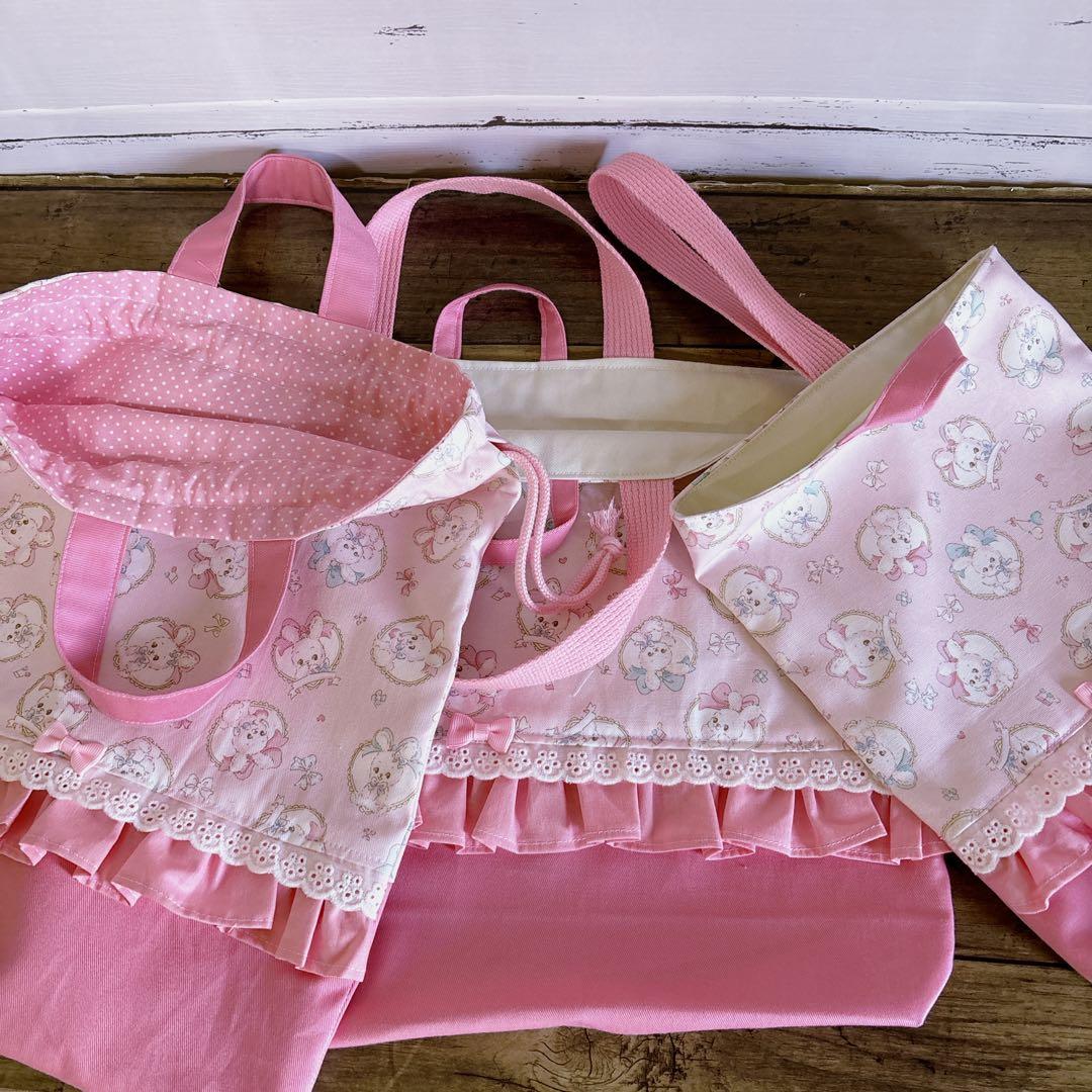 レッスンバッグ　体操服入れ　上履き入れ　お弁当セット☆うさぎ　入園入学セット