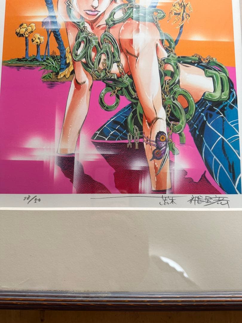 激レア限定ジョジョの奇妙な冒険 空条徐倫リトグラフ　複製原画荒木飛呂彦サイン入り
