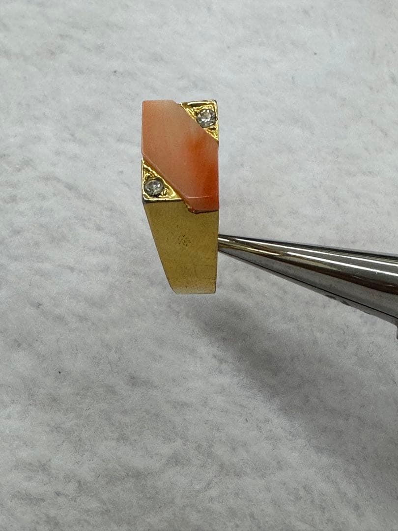 天然珊瑚プレスレッドと天然珊瑚リング2点セット　在庫処分