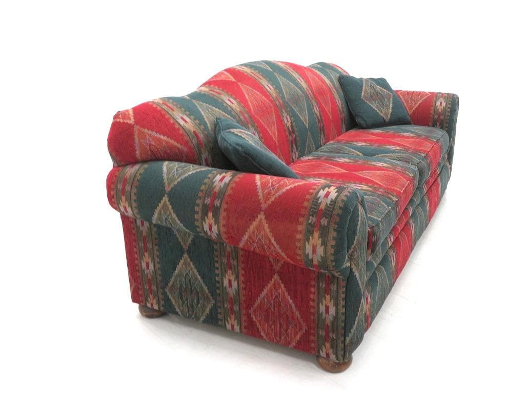 展示品　シモンズ　3人掛けソファ　キリム柄オルテガ柄ネイティブ店舗什器高級