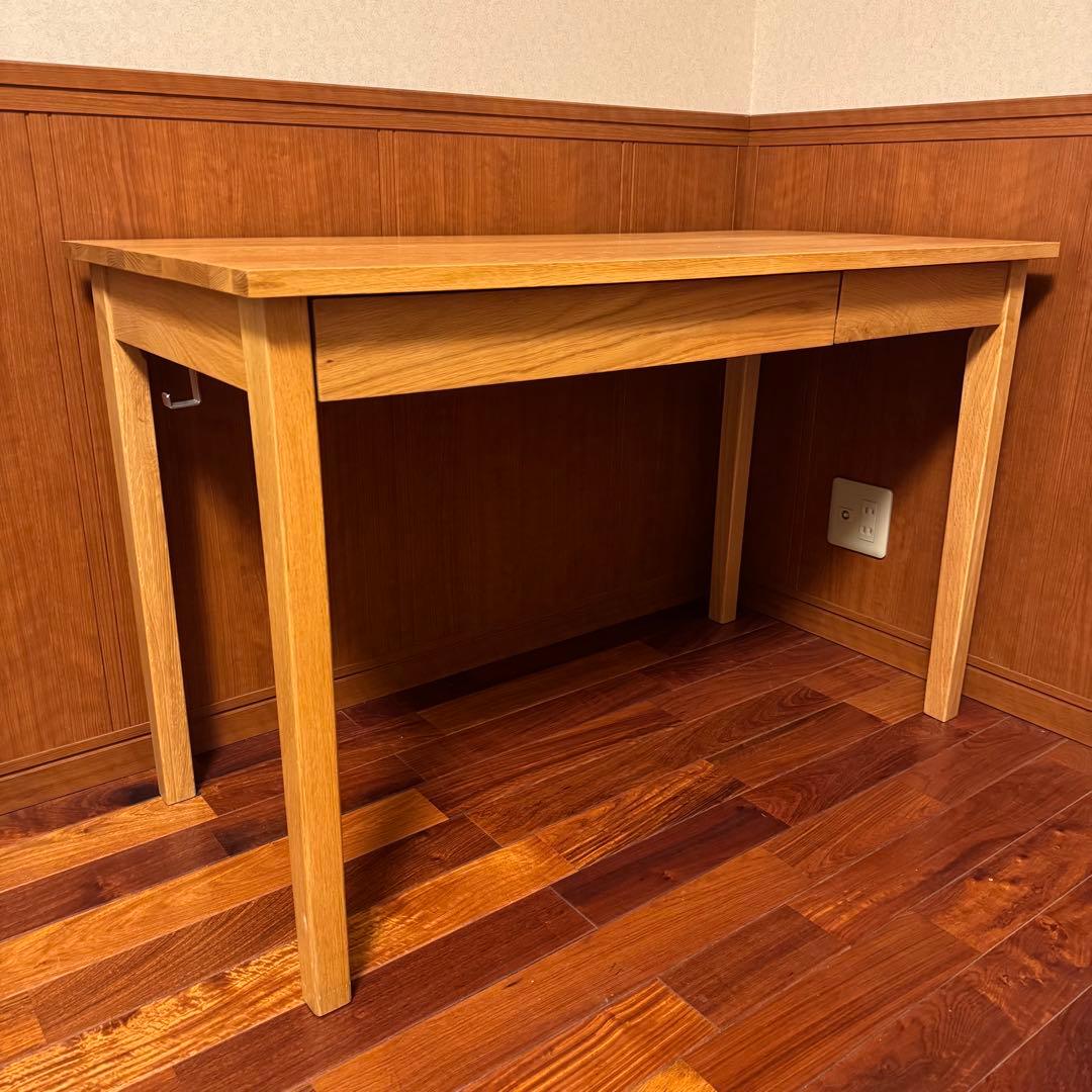 無印良品 無垢材 デスク 机 引出付 オーク材 完成品 送料込