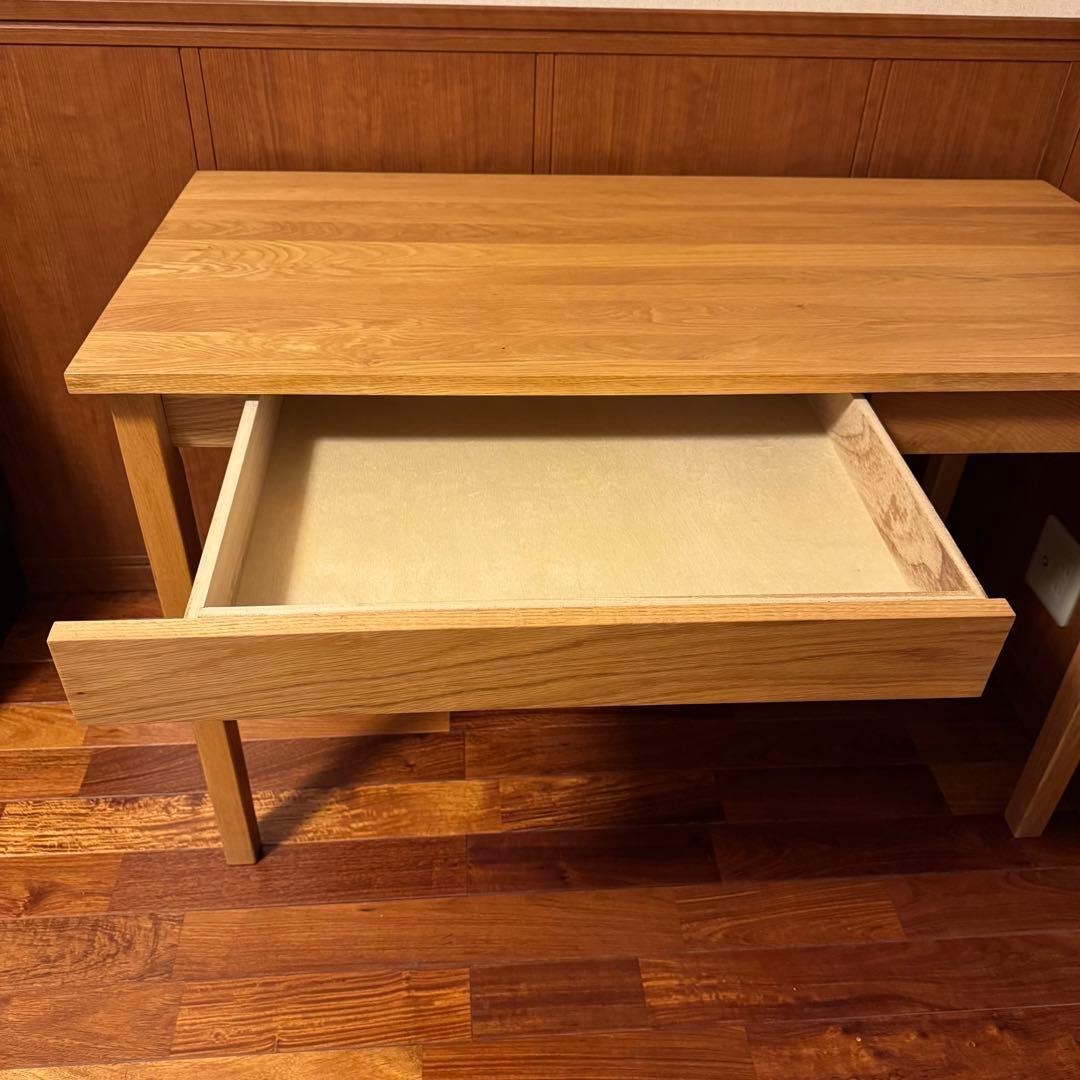 無印良品 無垢材 デスク 机 引出付 オーク材 完成品 送料込