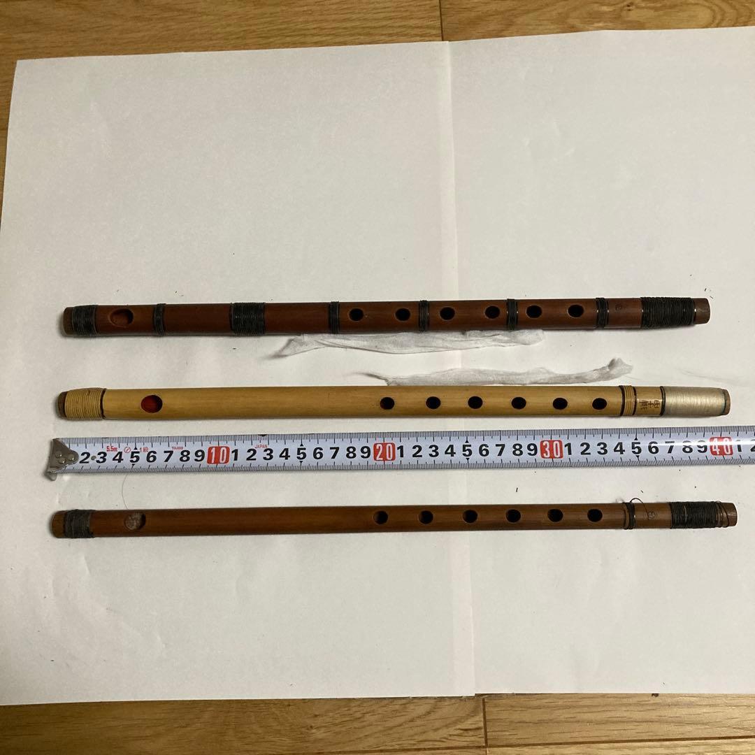 横笛　篠笛 竹製 6穴 約４０cm ３本セット
