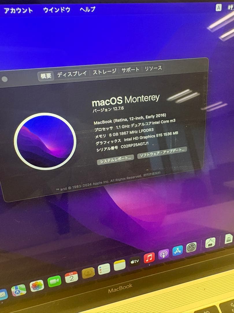 ゴールド MacBook 本体　2016初期