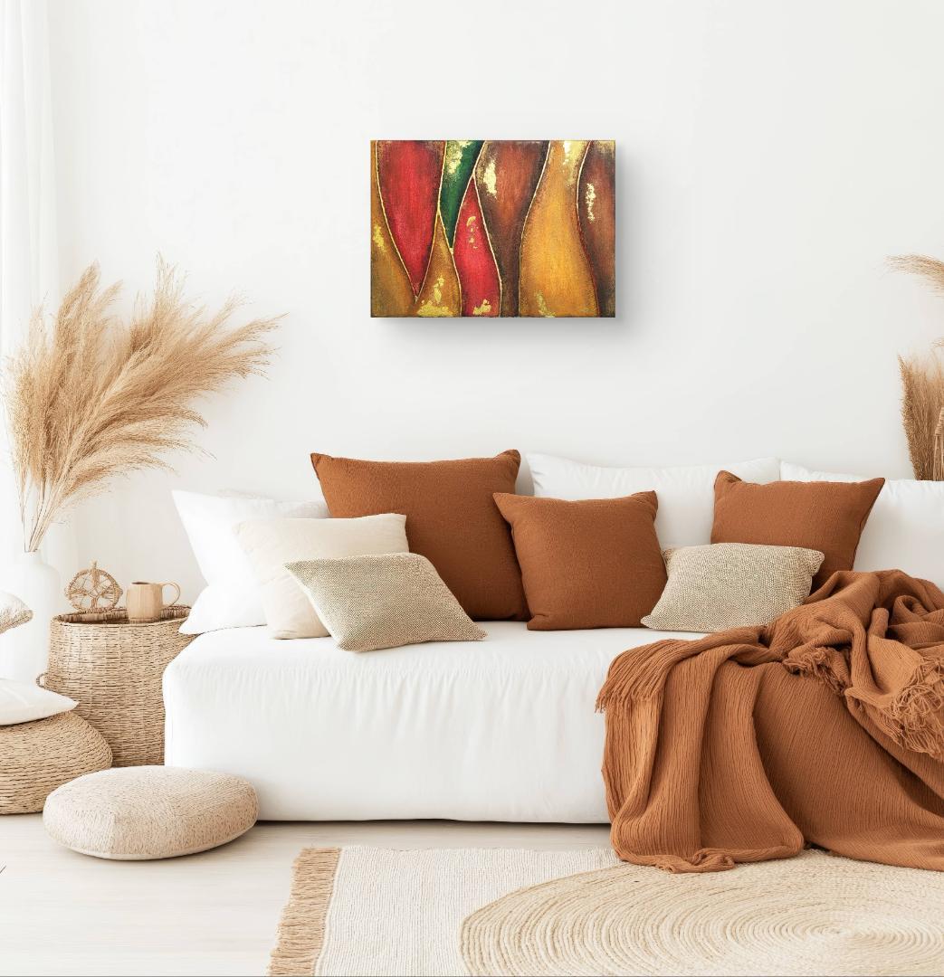 カルテット - 抽象画 24×33㎝ キャンバス F4号 原画1点のみ モダン画