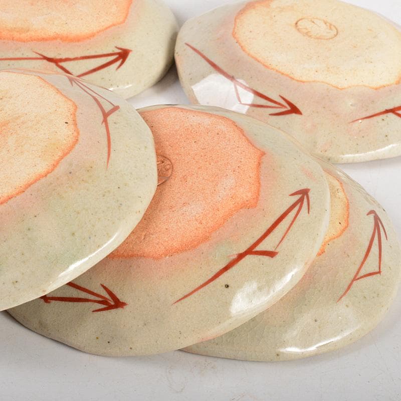 九谷焼　長谷川紀代造　色絵　うさぎ文　小皿　手塩皿　五客　共箱　M　6445