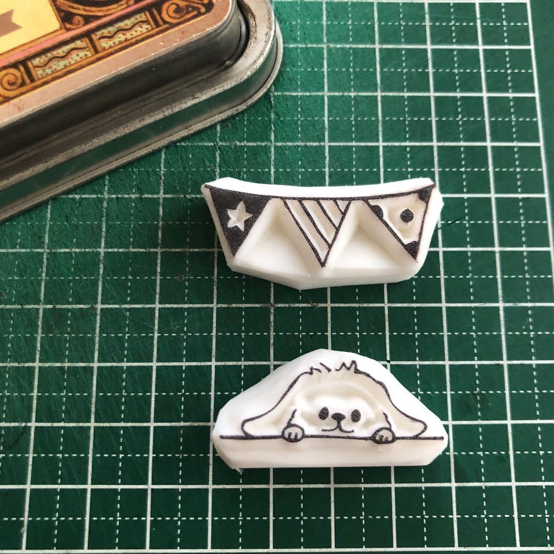 消しゴムはんこ　ガーランドとうさぎさんセット