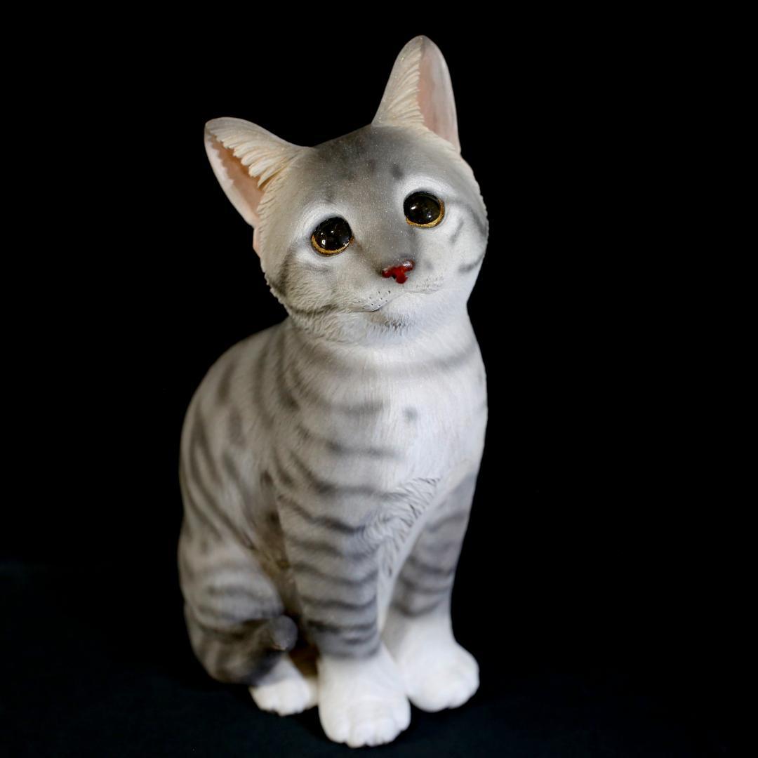 【レア美品】仔猫 子猫 長納魚竹 長納魚丈 彫刻 ネコ置物 箱あり 送料込み