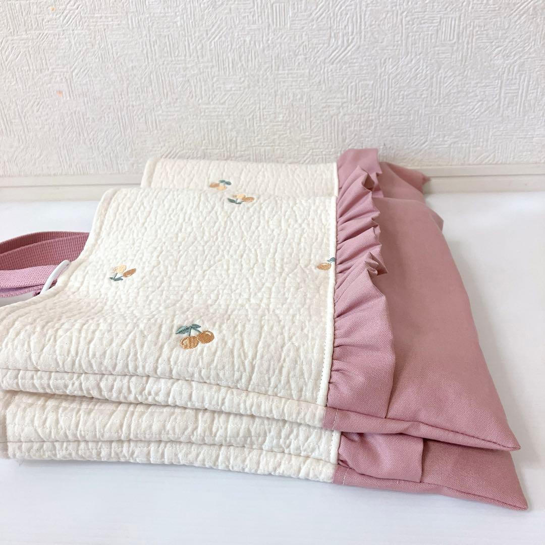 レッスンバッグ 上履き入れ　ヌビ　さくらんぼ刺繍