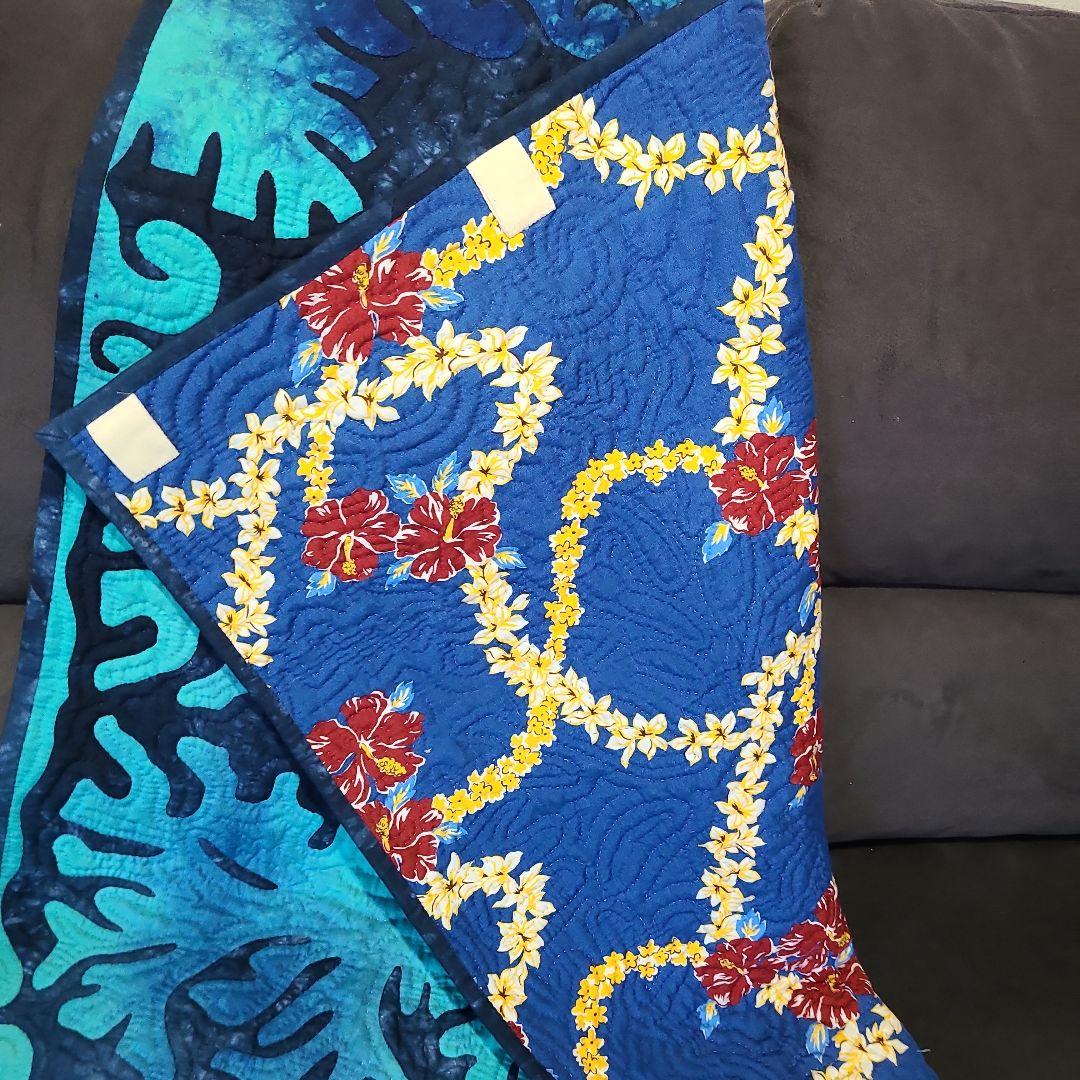 ハワイアンキルトタペストリー　海　珊瑚