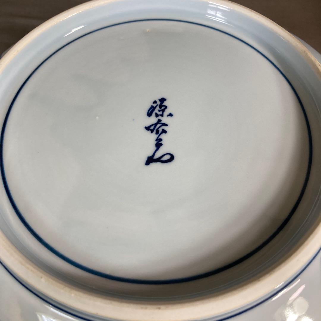 【源右衛門】古伊万里の伝統　日本の名窯　舘林源右衛門作　染付麦絵　大蓋物