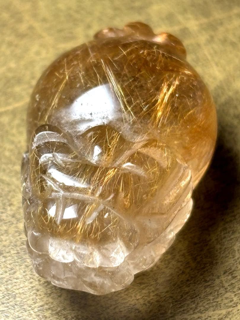 【極上品】天然石 ブラウンルチルクォーツ 貔貅（ひきゅう）彫刻 置物　新品未使用