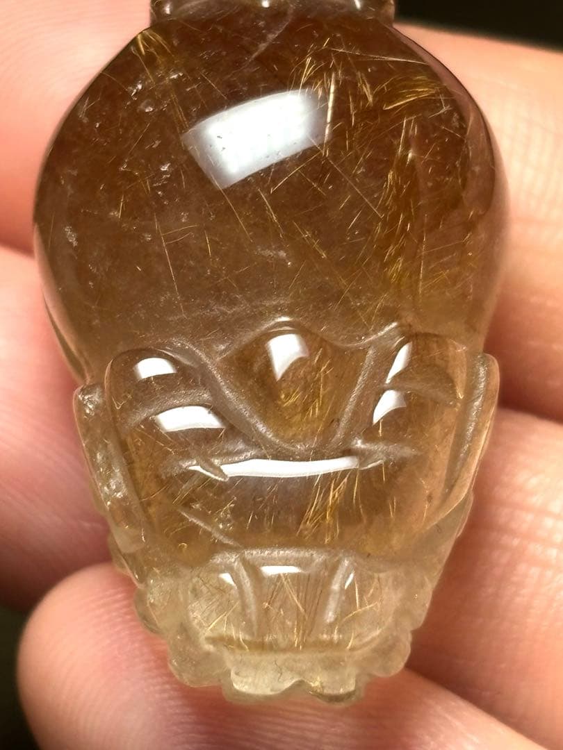 【極上品】天然石 ブラウンルチルクォーツ 貔貅（ひきゅう）彫刻 置物　新品未使用