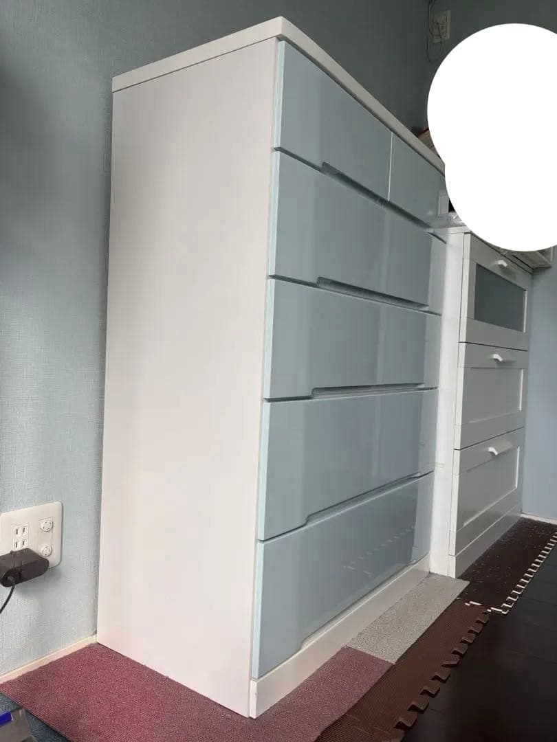 引き出し5段 水色タンス 家具 シマホ 木製 チェスト