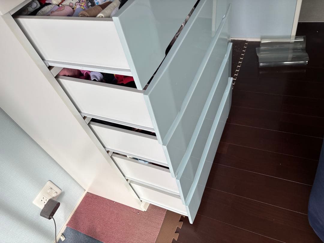 引き出し5段 水色タンス 家具 シマホ 木製 チェスト