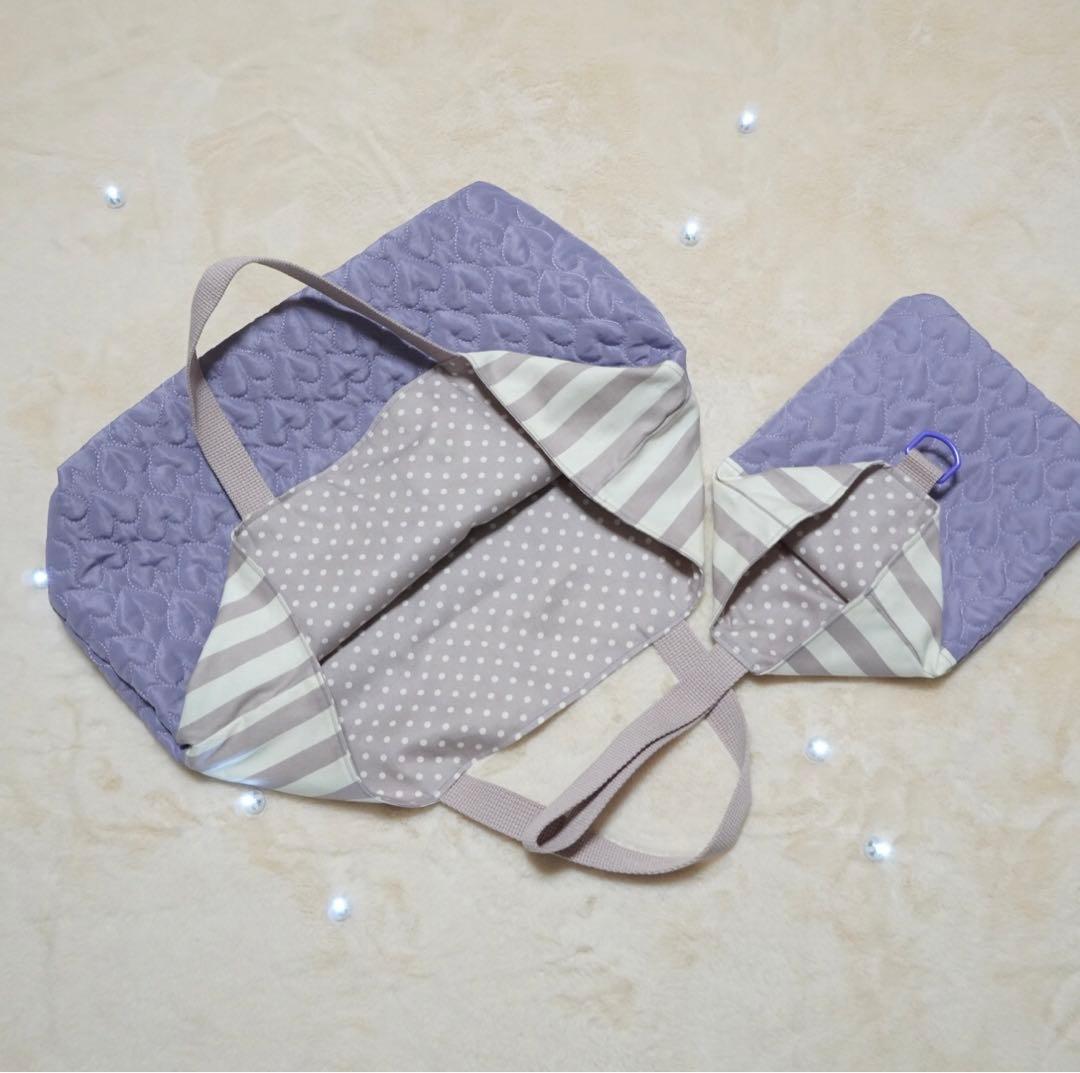 【入園入学3点セット】ハートキルティング くすみパープル｜名入れ可♡