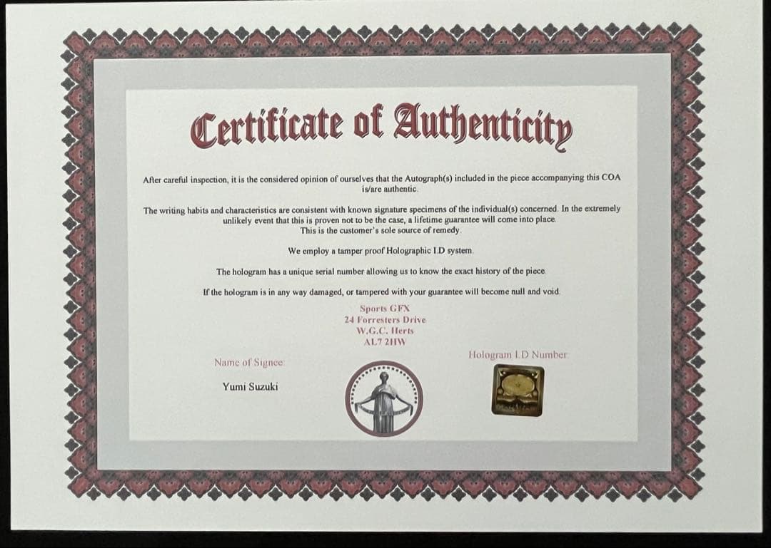 鈴木夕湖 直筆サイン付き写真 ロコ•ソラーレ 証明書付き　1枚