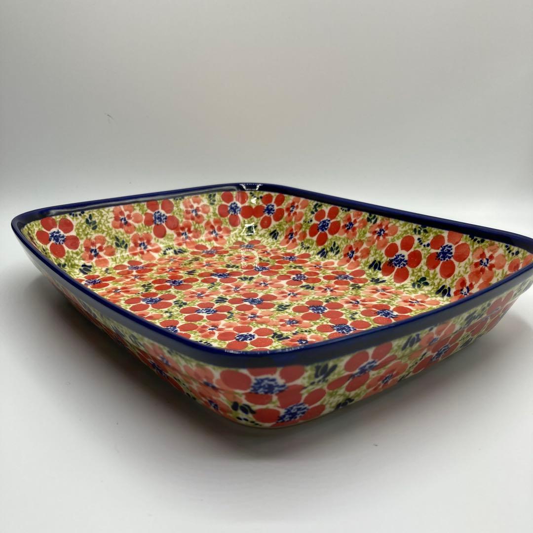 ポーリッシュポタリーオーブン皿 スクエア　大　新品