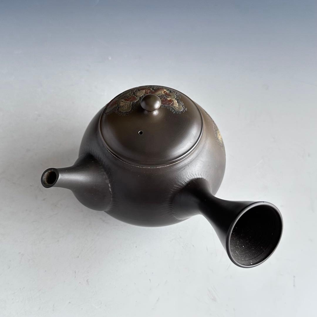 煎茶道具　常滑焼　緑泥　蔦彫り　急須　伊藤昭陽　箱無し　工芸品　美術品　茶注