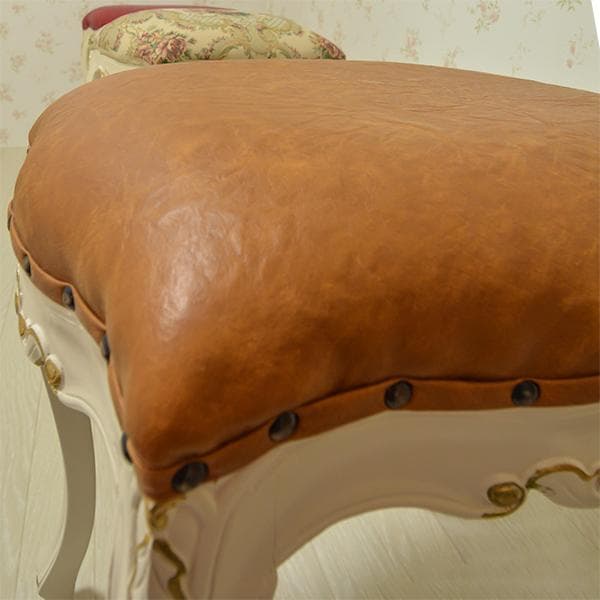 お値下げ！　マホガニー アイボリー ゴールド 猫脚 スツール ブラウン ロココ調