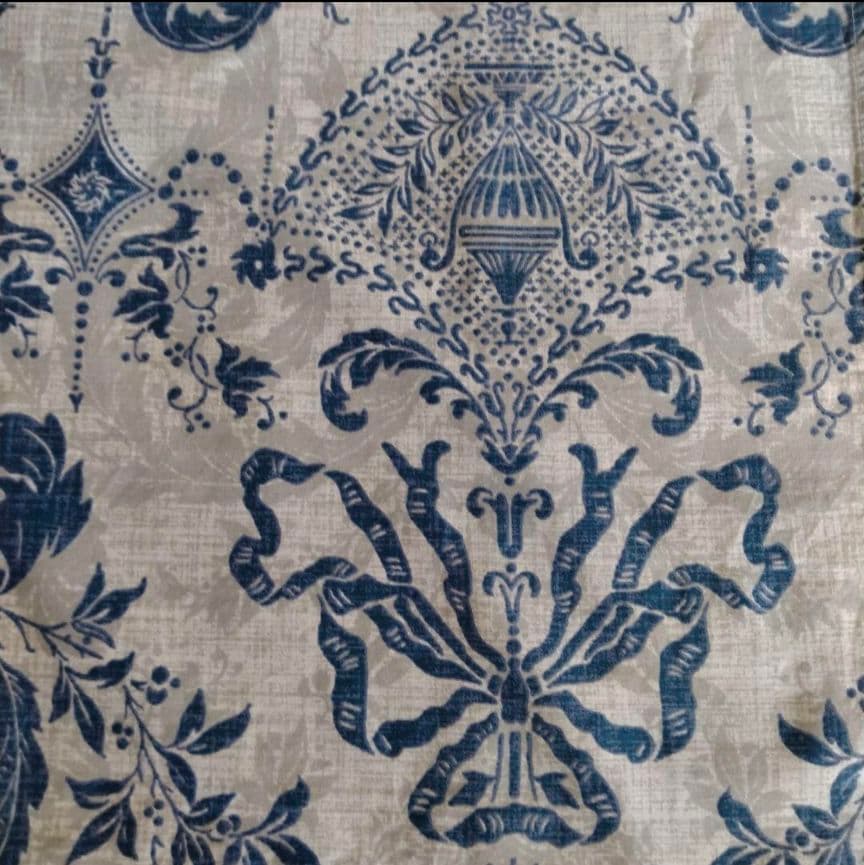 新品★最高級綿100%★ブルー＆ホワイト　レトロリボンシングルサイズ色落ちなし！