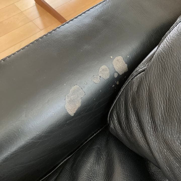 ソファー 黒 本皮 硬め オットマンなし ケユカ ３人がけ 直接引き取り可