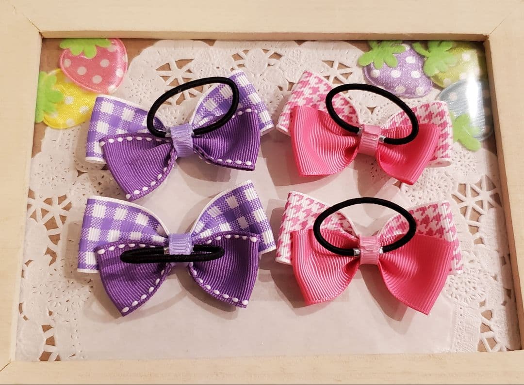 8・ハンドメイド☆ヘアゴム　チェック柄
