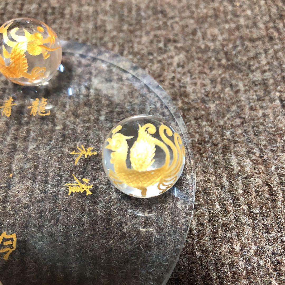 四神獣20㎜金彫丸玉セット 透明アクリル台