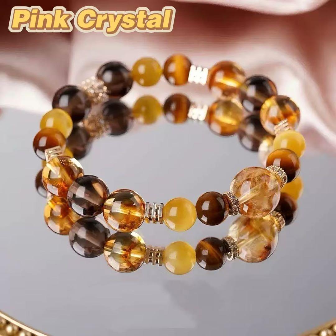 金運爆発！金覇スペシャル天然ブレスレット（黄塔晶×虎目石×黄水晶｜10mm）