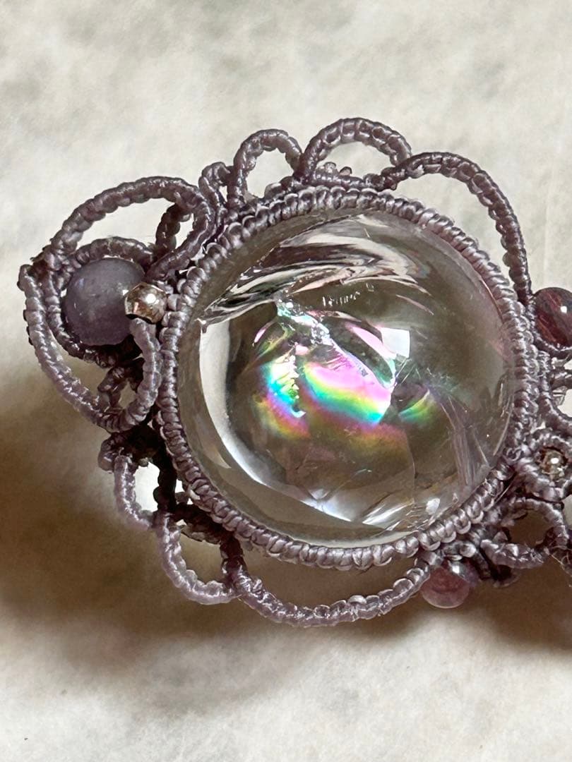 アイリスクオーツxタンザナイトのマクラメネックレス