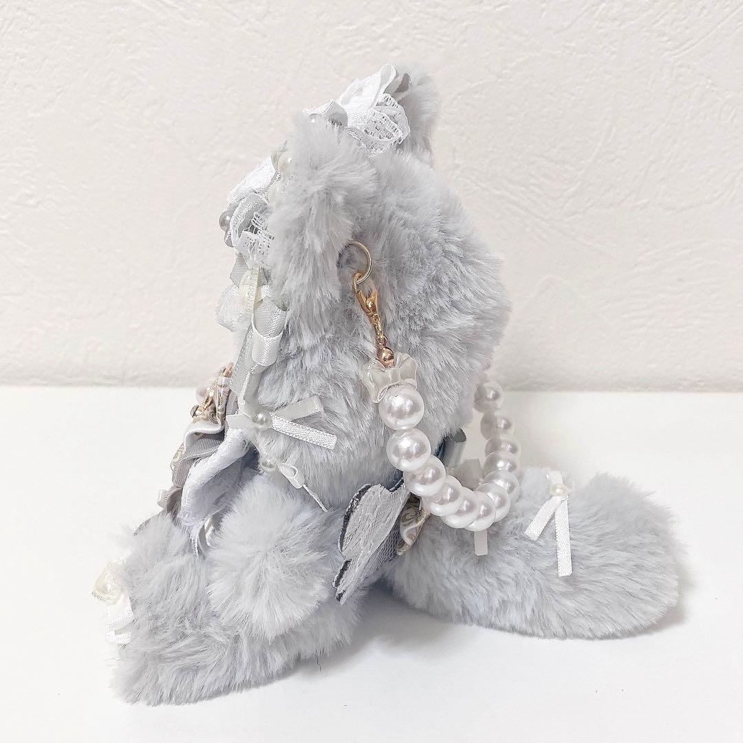 にじぱぺっと♡10cmサイズ ぬい服♡グレー♡おすわりねこちゃん チャーム付き