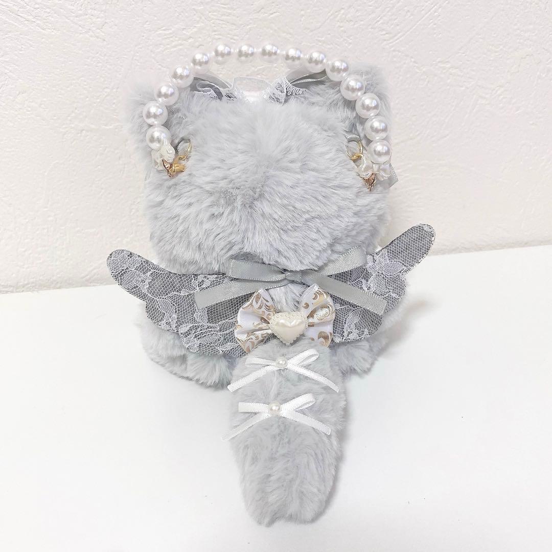 にじぱぺっと♡10cmサイズ ぬい服♡グレー♡おすわりねこちゃん チャーム付き