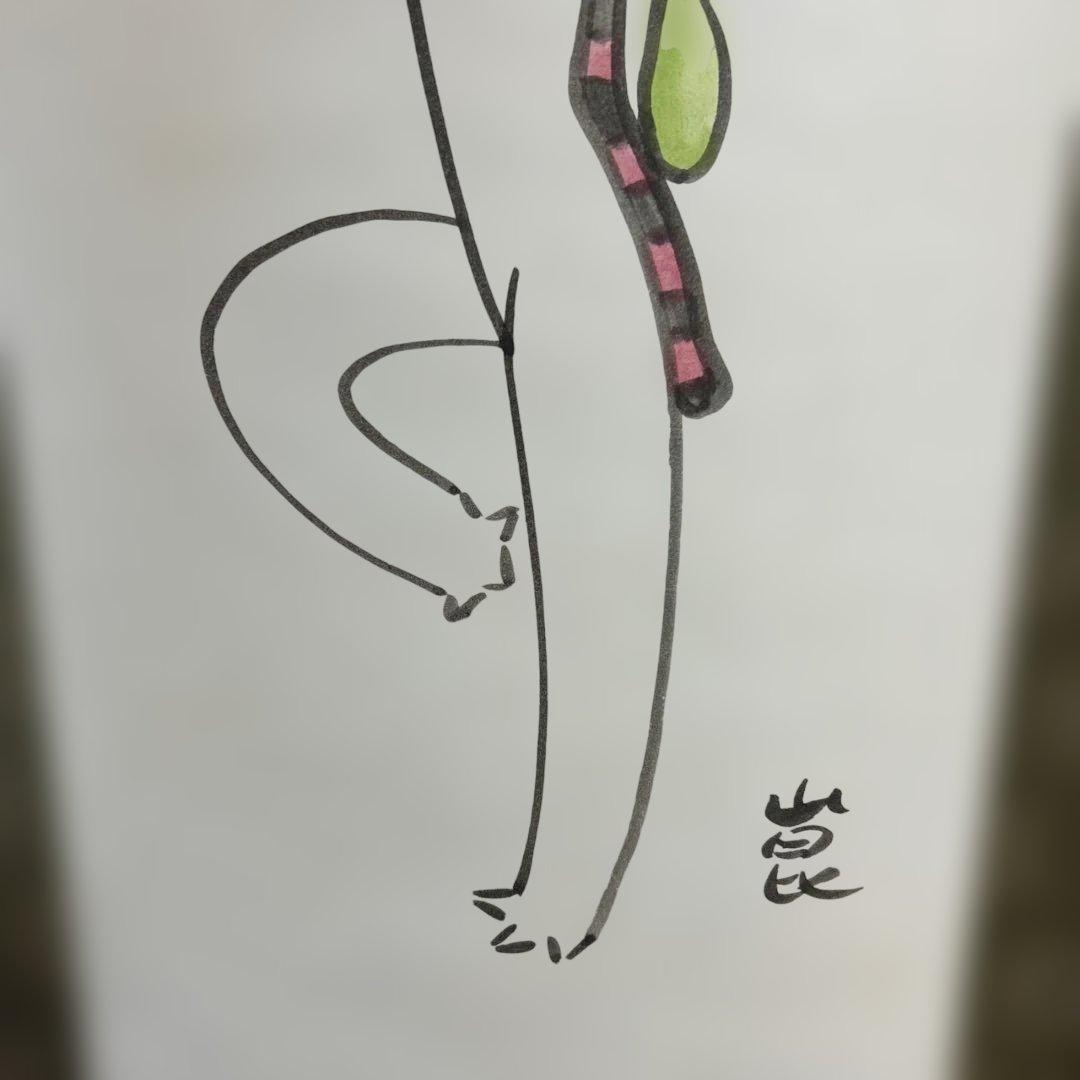 清水昆、真作、掛け軸「桜カッパ」共箱有