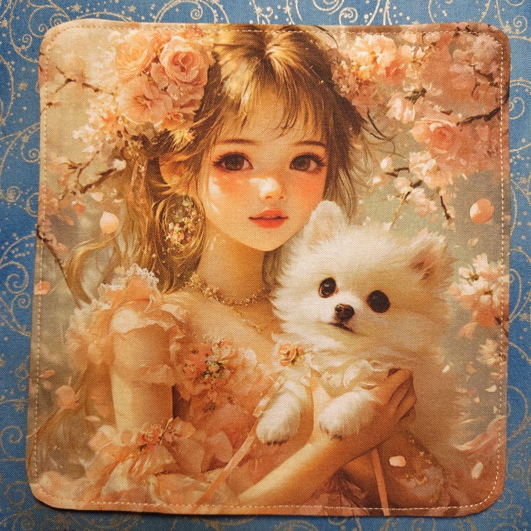 yourelia 　4重ハンカチ　　ポメラニアンちゃん柄　18枚