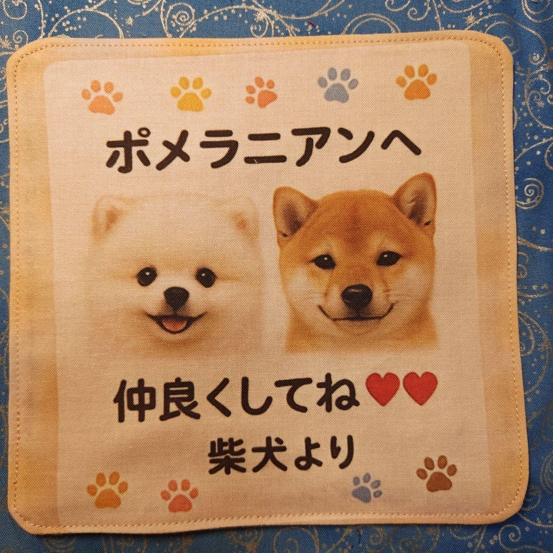 yourelia 　4重ハンカチ　　ポメラニアンちゃん柄　18枚