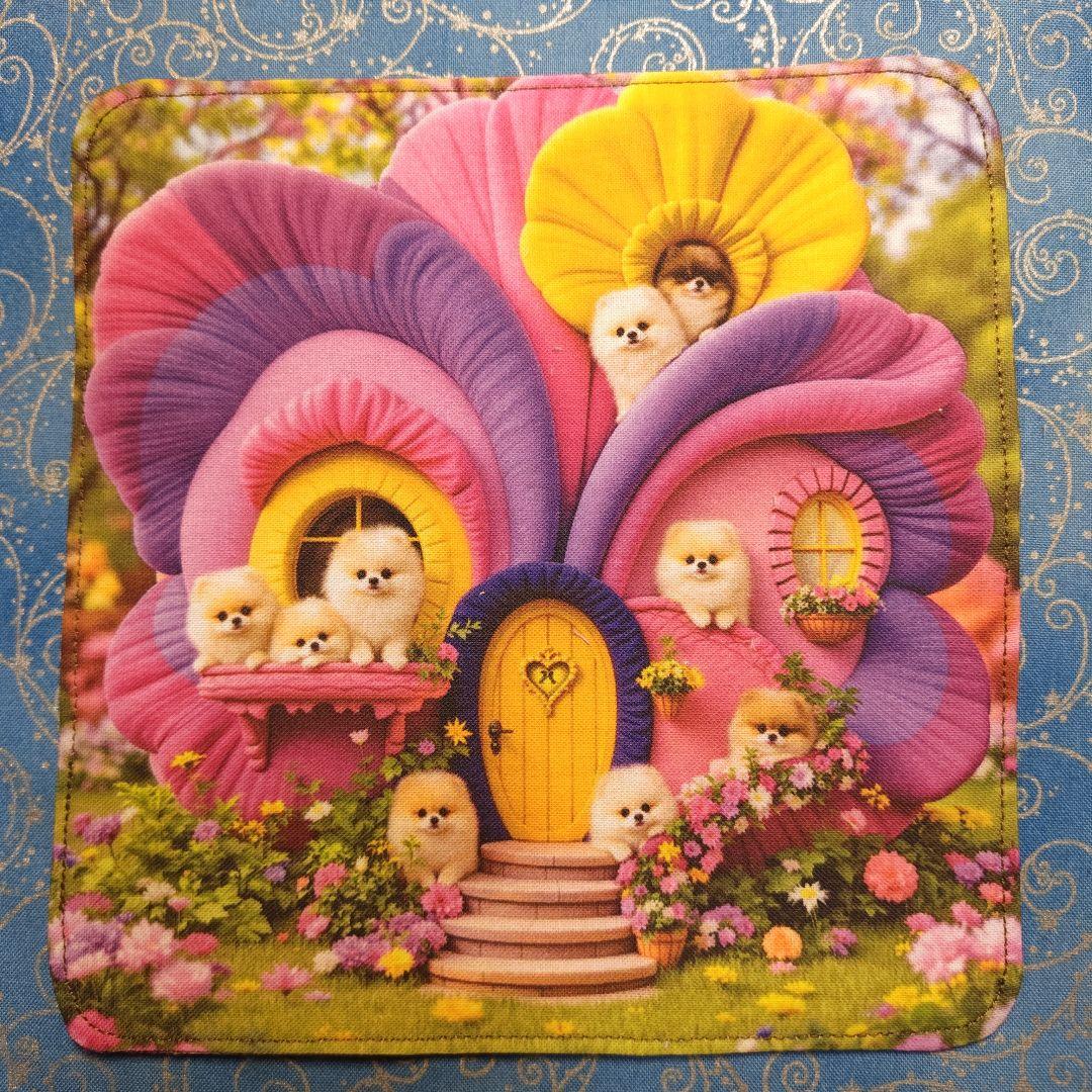 yourelia 　4重ハンカチ　　ポメラニアンちゃん柄　18枚