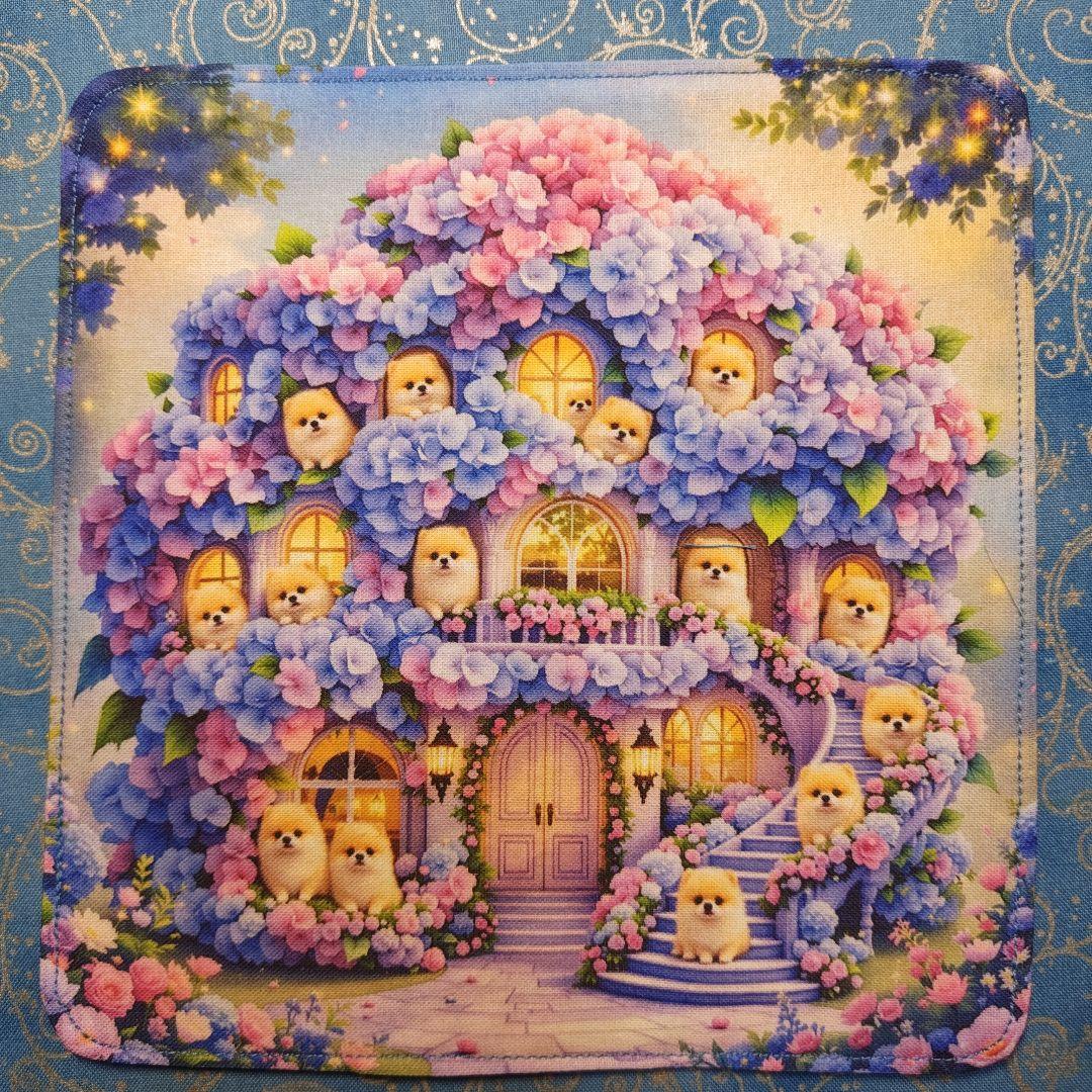 yourelia 　4重ハンカチ　　ポメラニアンちゃん柄　18枚