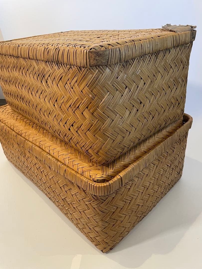 昭和レトロ 柳行李 やなぎこおり 衣類収納 収納ボックス 希少品　2個セット