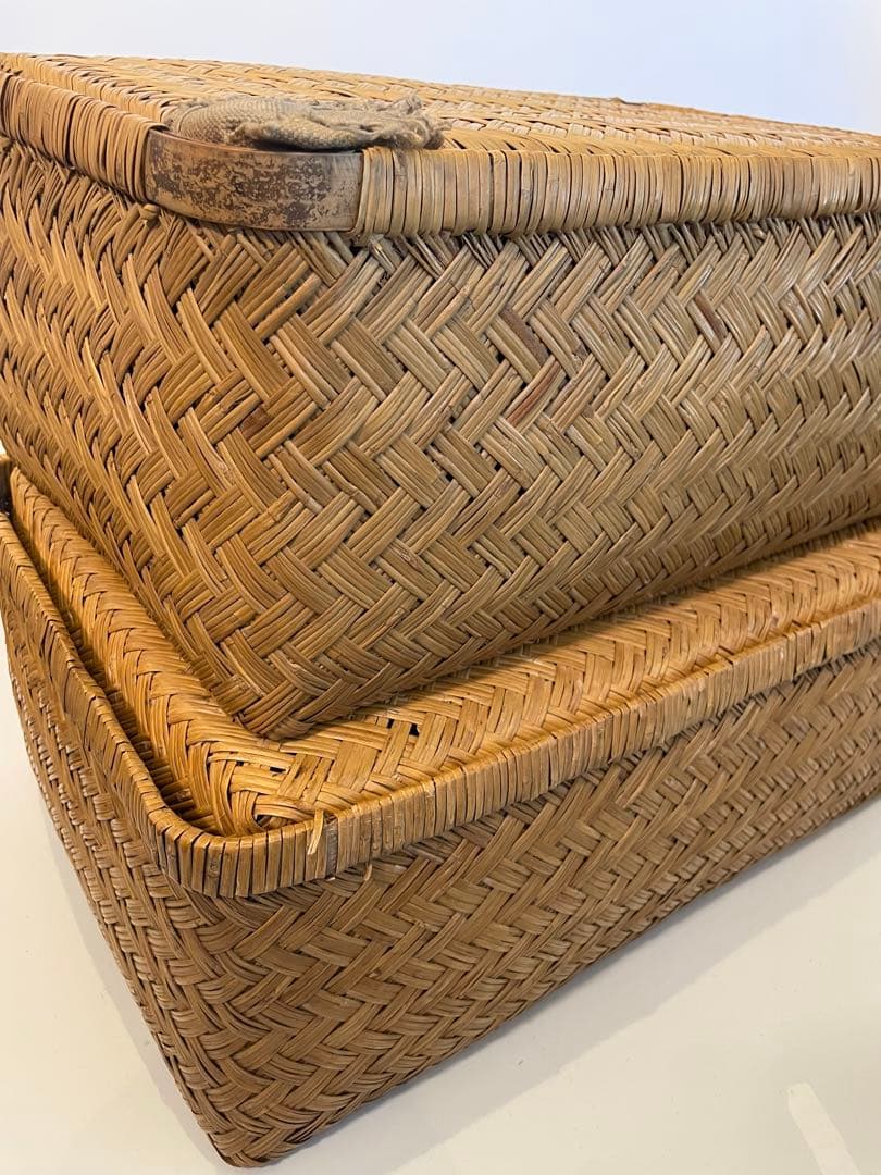 昭和レトロ 柳行李 やなぎこおり 衣類収納 収納ボックス 希少品　2個セット