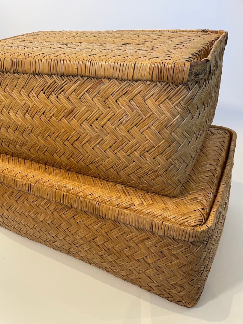 昭和レトロ 柳行李 やなぎこおり 衣類収納 収納ボックス 希少品　2個セット