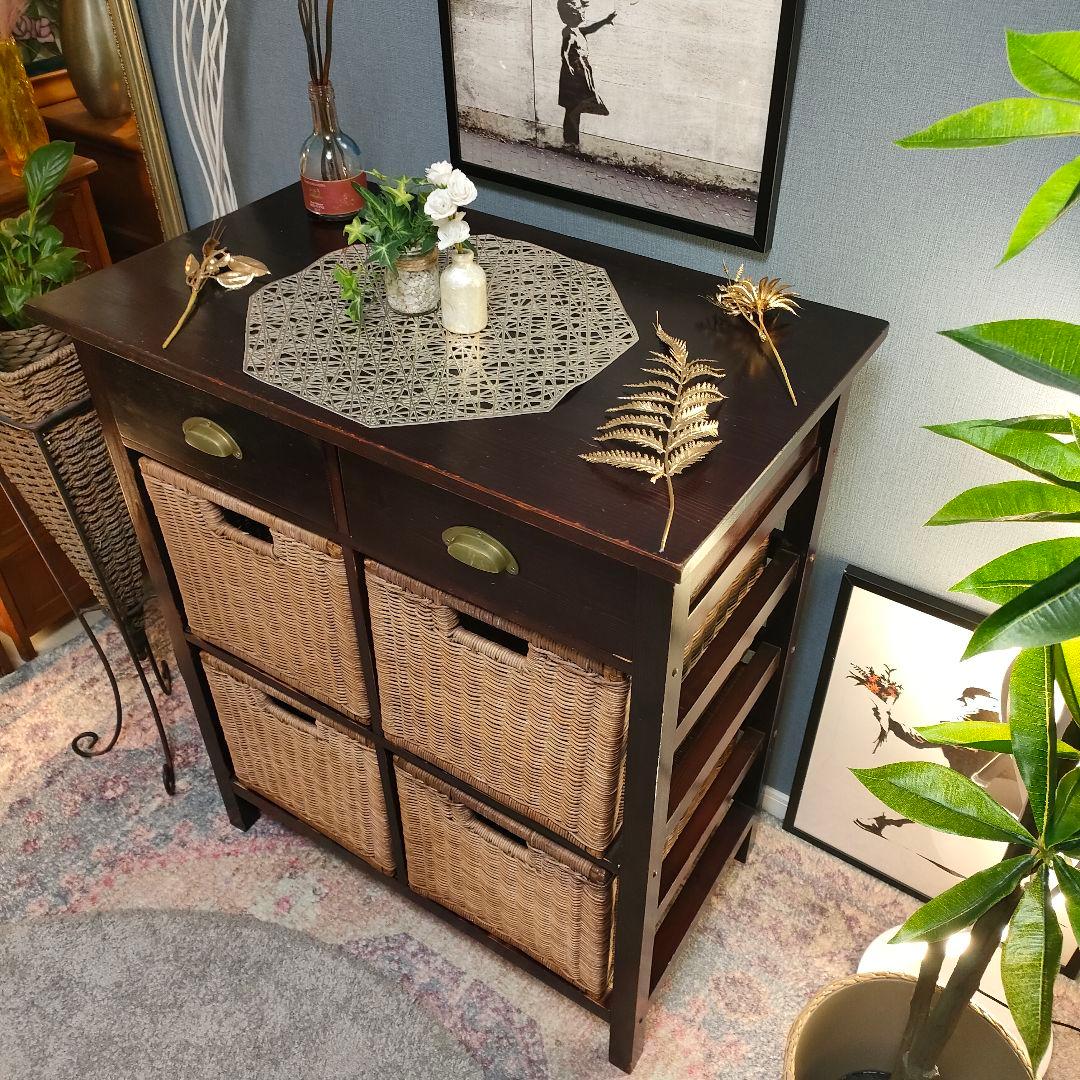 B-COMPANY ラタンバスケットチェスト キャビネット