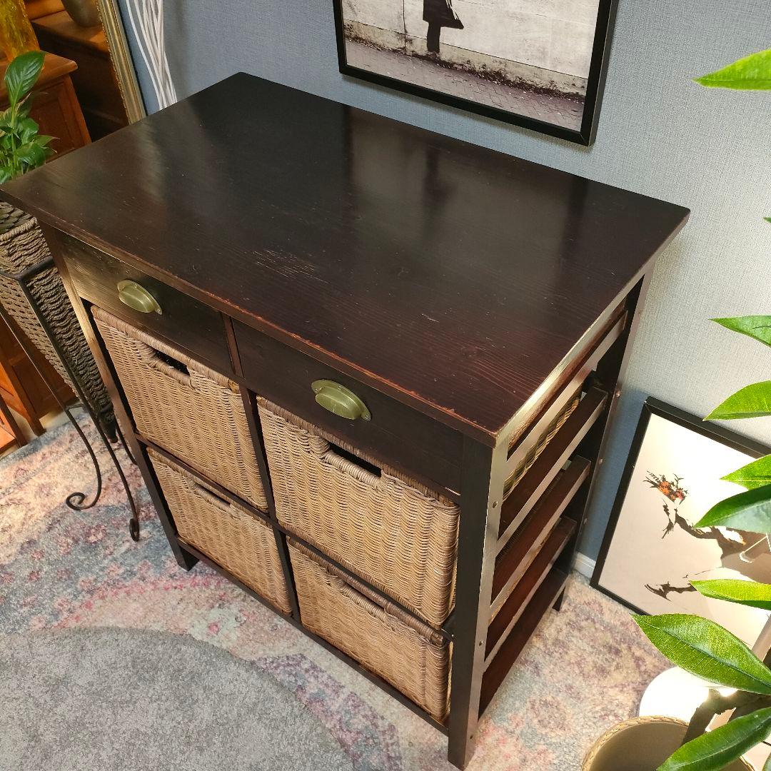 B-COMPANY ラタンバスケットチェスト キャビネット