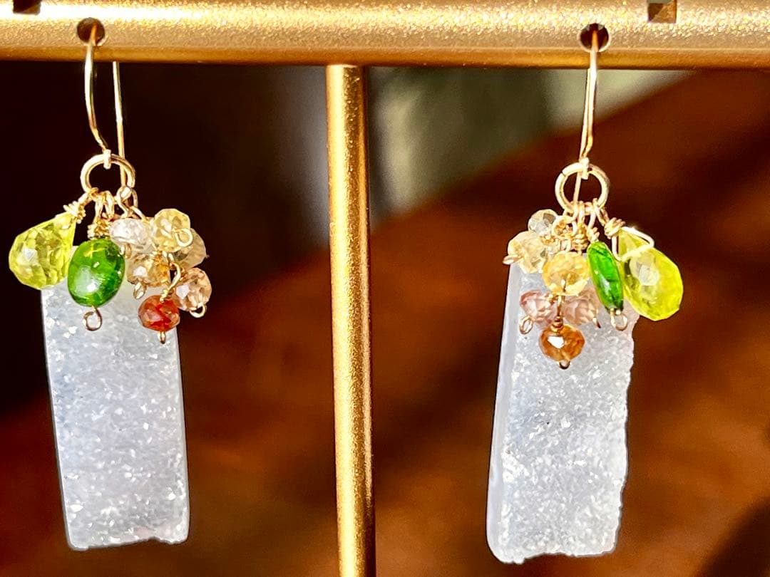 14kgfドゥルージーアゲートのピアス です