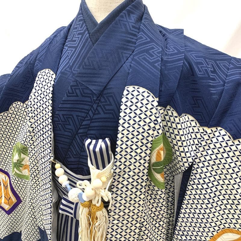 602ab28■七五三 五歳 男児 着物&羽織&袴&角帯&小物 刺繍■美品