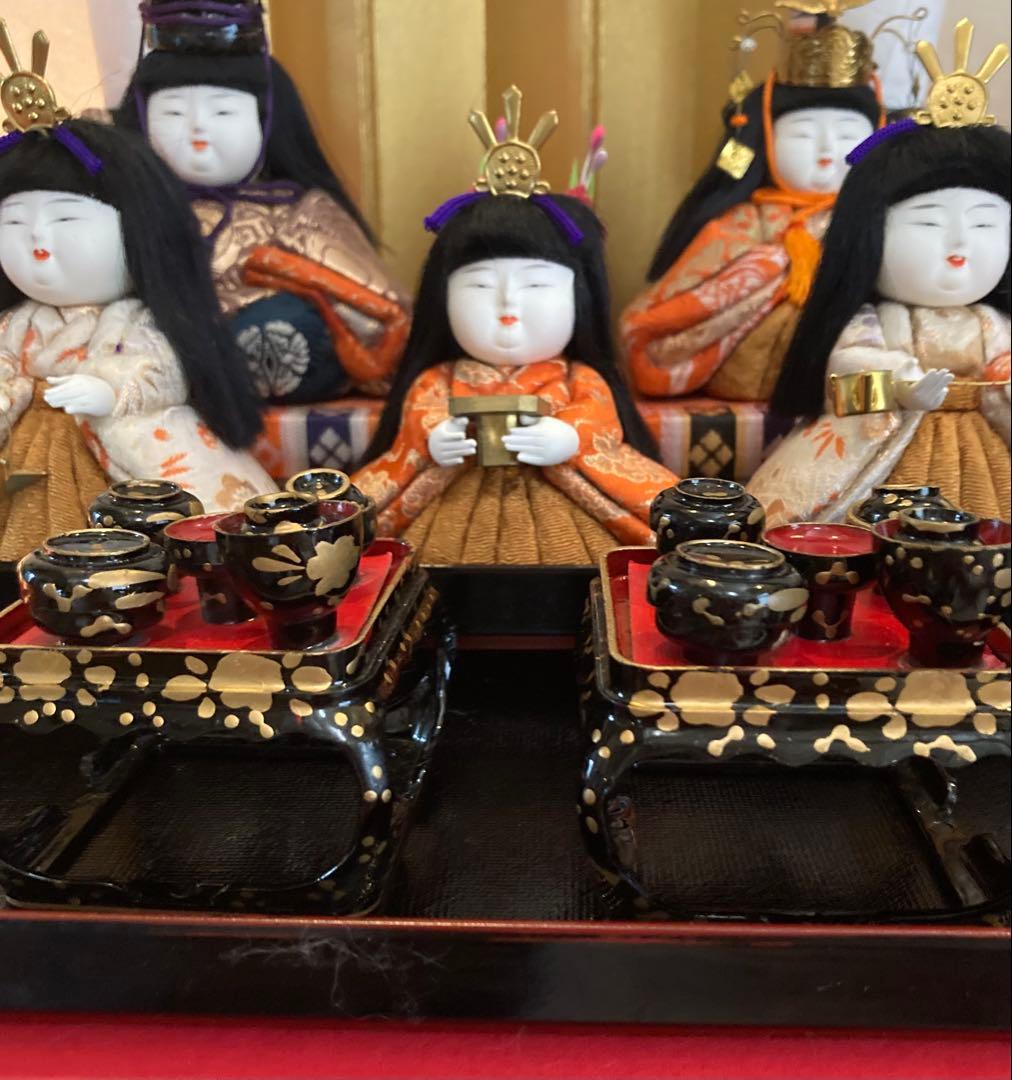 美品　雛人形　お雛様　ひな人形　五楽人　木目込み人形　雛道具