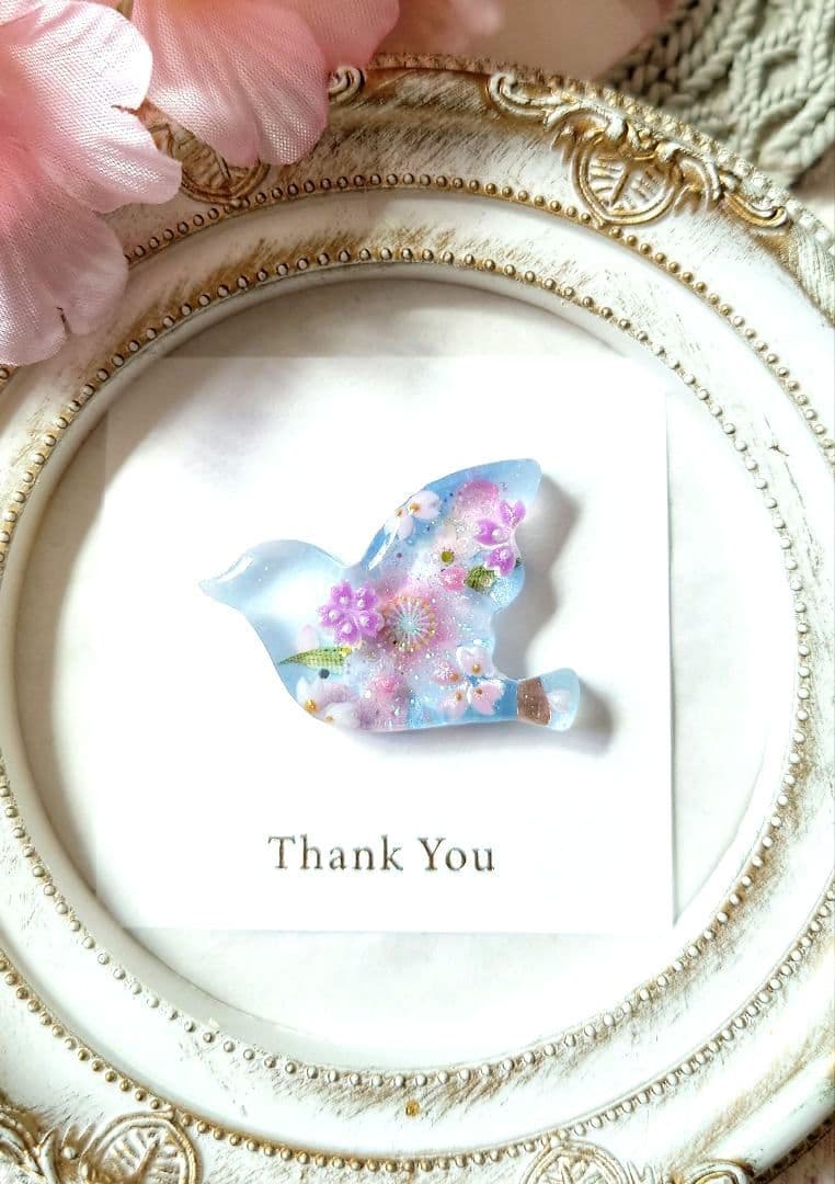 レジン　猫 鳥　ヘアゴム　ブローチ　ポニーフック　No.637