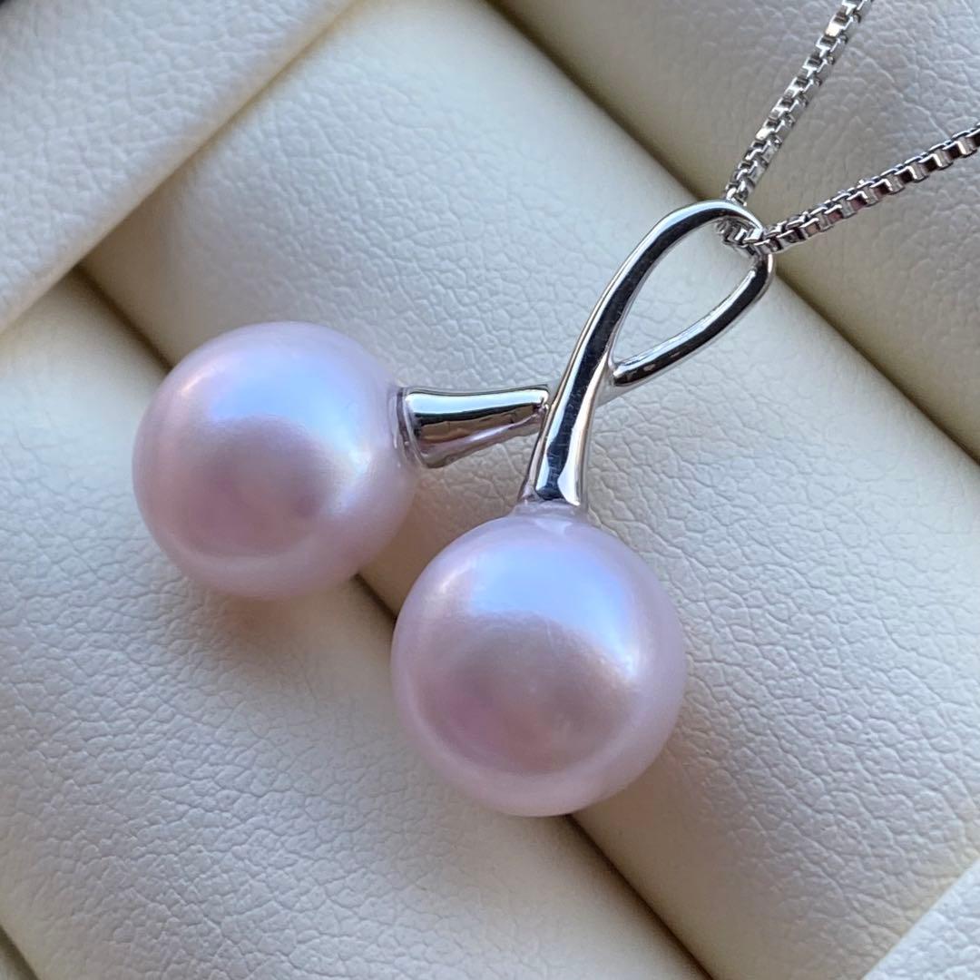 本真珠　淡水無核パールネックレストップ　天然希少カラー紫ピンク　PT721