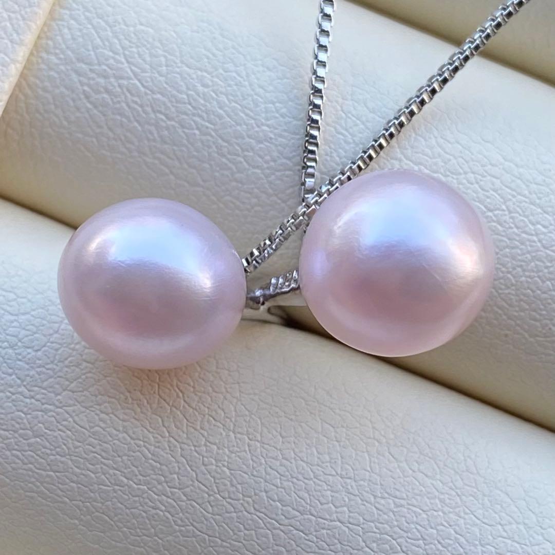 本真珠　淡水無核パールネックレストップ　天然希少カラー紫ピンク　PT721