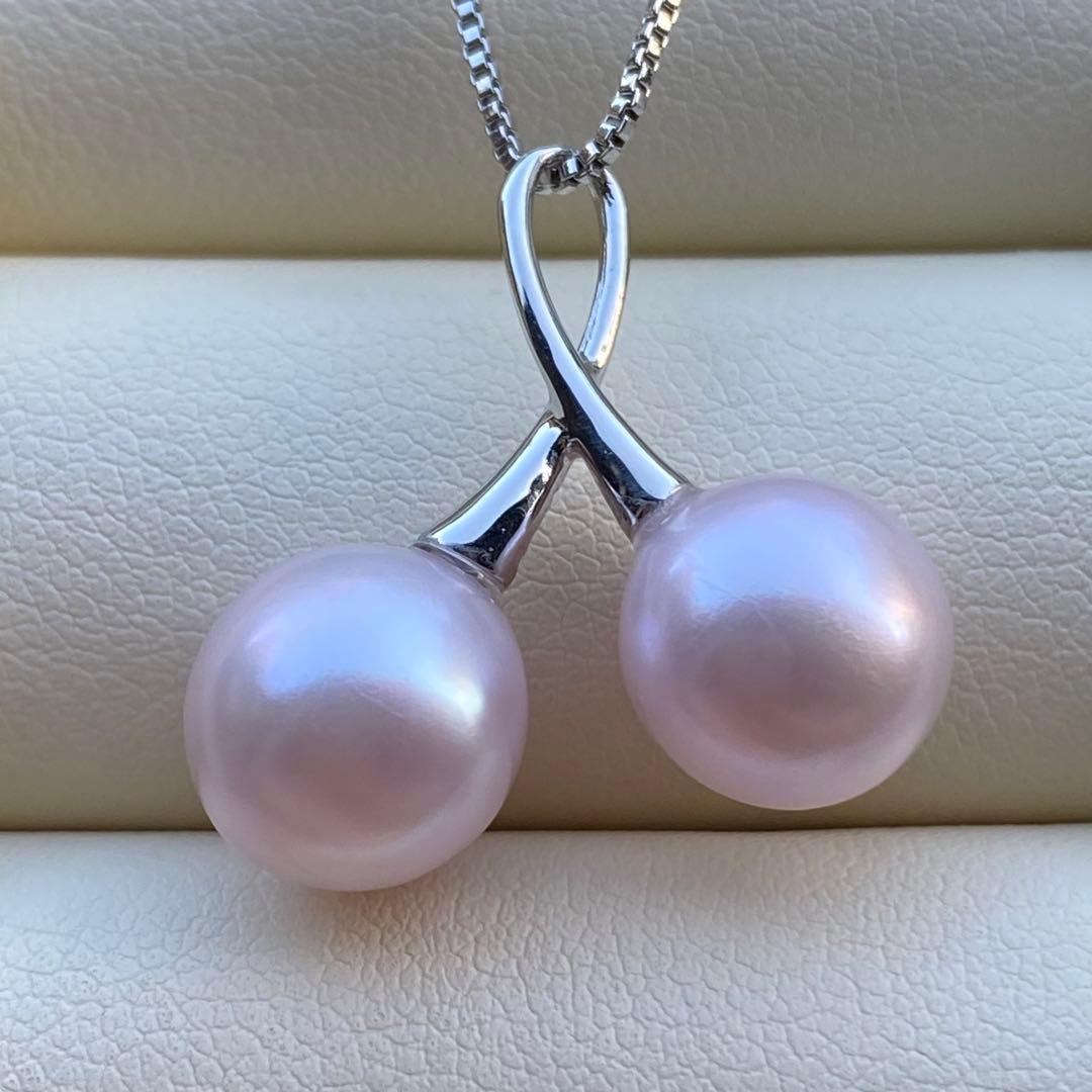 本真珠　淡水無核パールネックレストップ　天然希少カラー紫ピンク　PT721